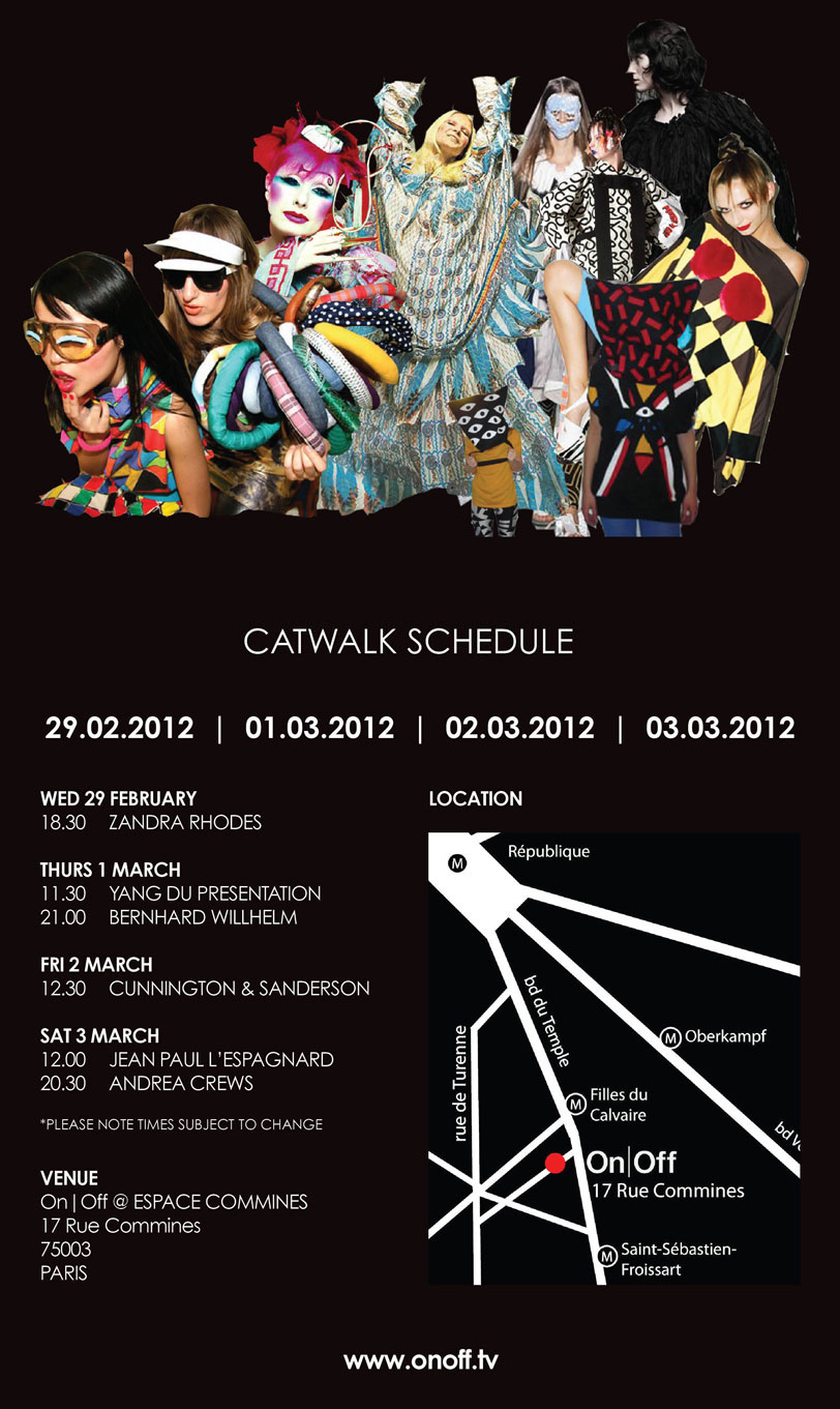 Provisional Catwalk Schedule On|Off AW12